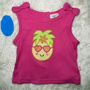 Vibrant Pink Tank Top with Pineapple Design